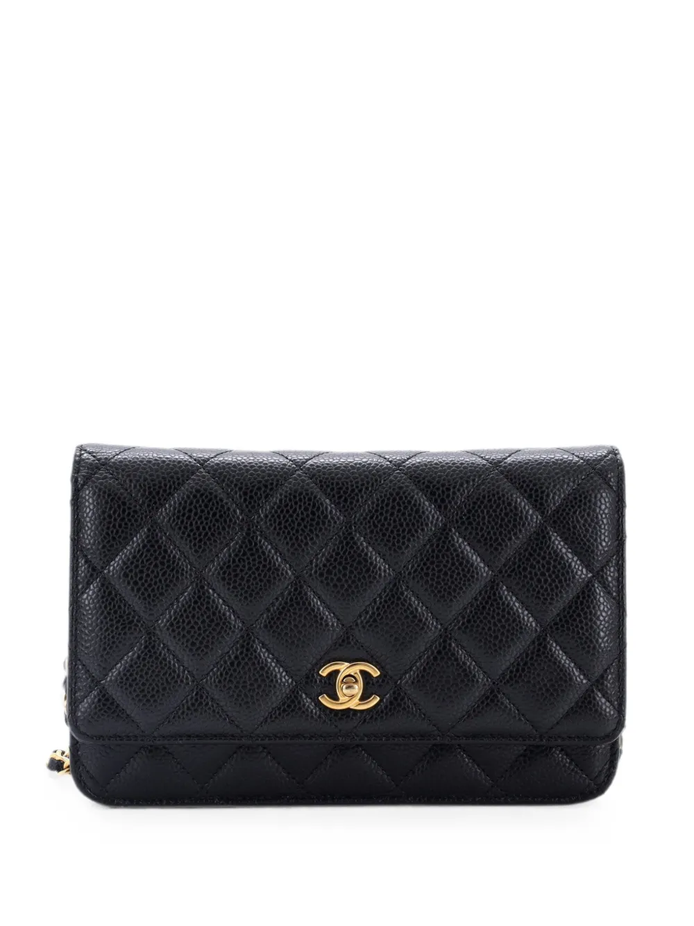CHANEL Pre-Owned Turnlock CC Wallet on Chain Quilted Caviar crossbody bag - Schwarz
