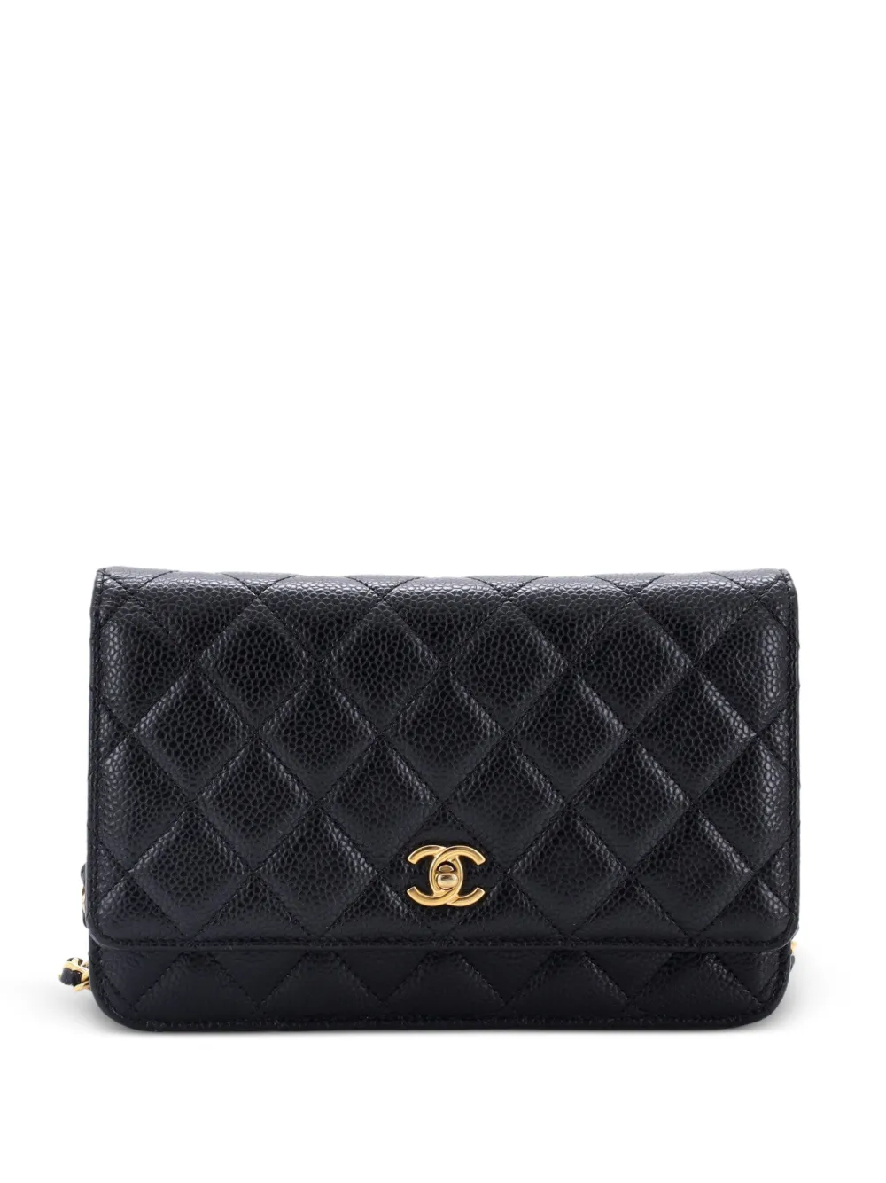 CHANEL Pre-Owned Turnlock CC Wallet on Chain Quilted Caviar crossbody bag - Nero