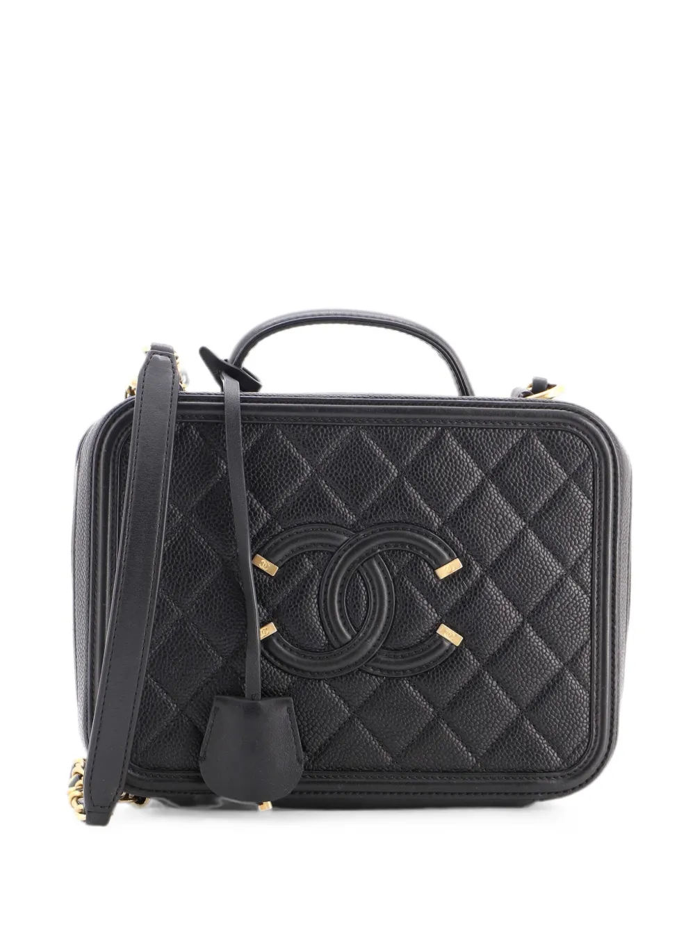CHANEL Pre-Owned Filigree Vanity Case Quilted Caviar Medium satchel - Nero