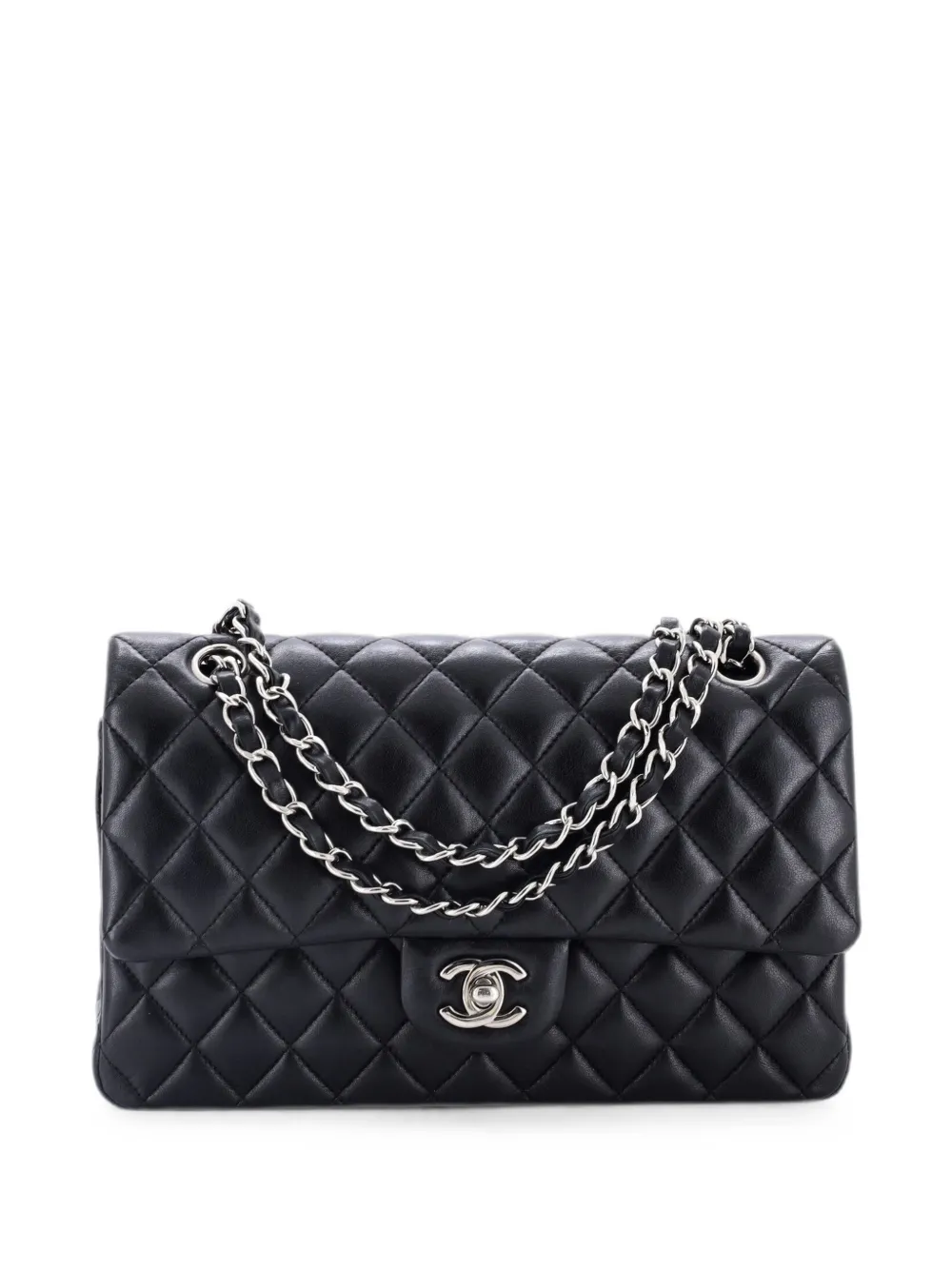 CHANEL Pre-Owned Classic Double Flap Bag Quilted Lambskin Medium shoulder bag - Nero