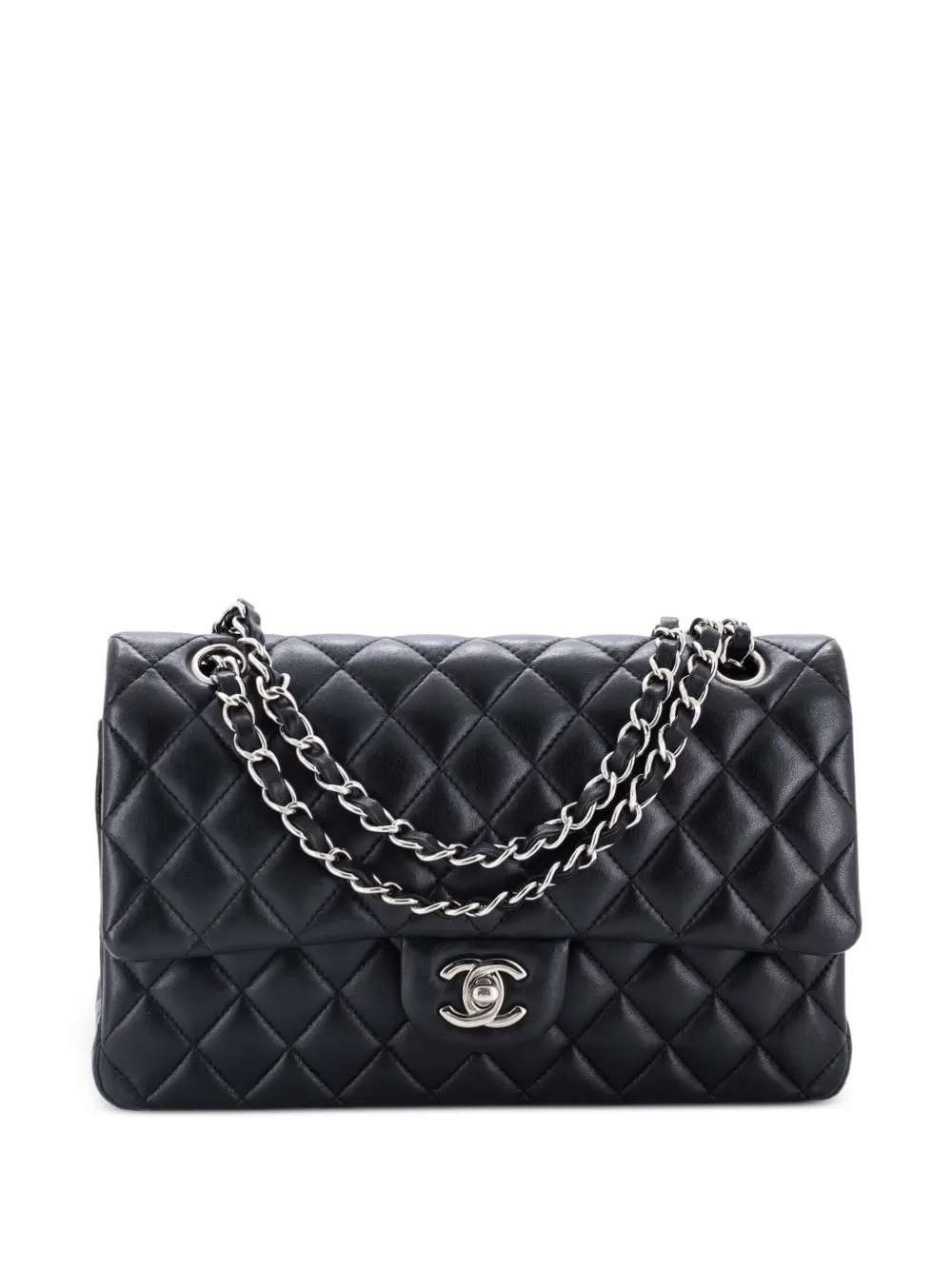 CHANEL Pre-Owned Classic Double Flap Bag Quilted Lambskin Medium shoulder bag - Nero