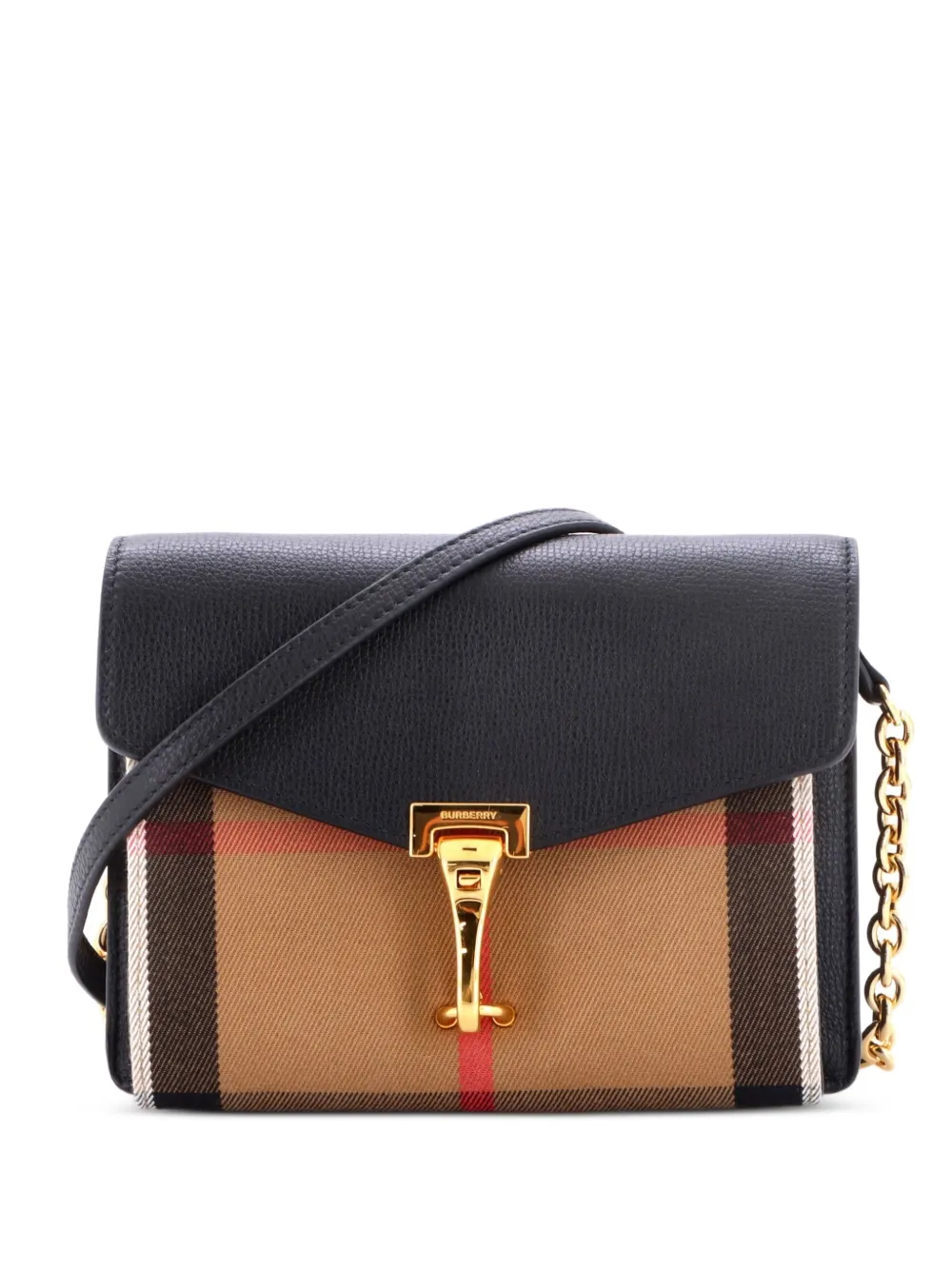 Burberry Pre-Owned Macken Crossbody Bag Leather and House Check Canvas Baby shoulder bag - Nero