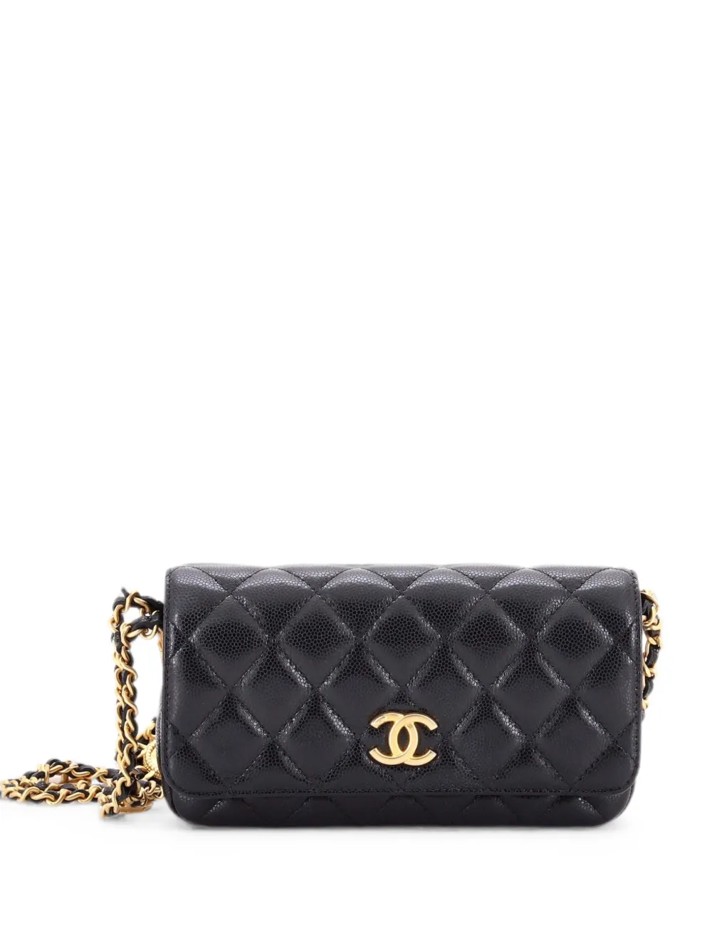 CHANEL Pre-Owned Twist Your Buttons Flap Clutch with Chain Quilted Caviar crossbody bag - Nero