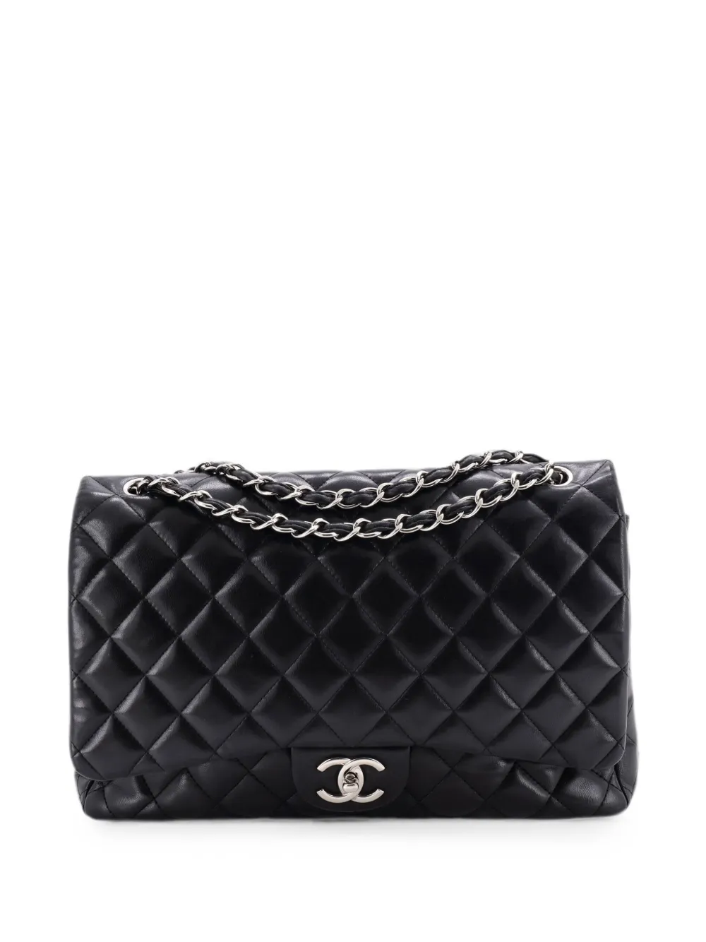 CHANEL Pre-Owned Classic Double Flap Bag Quilted Lambskin Maxi shoulder bag - Nero