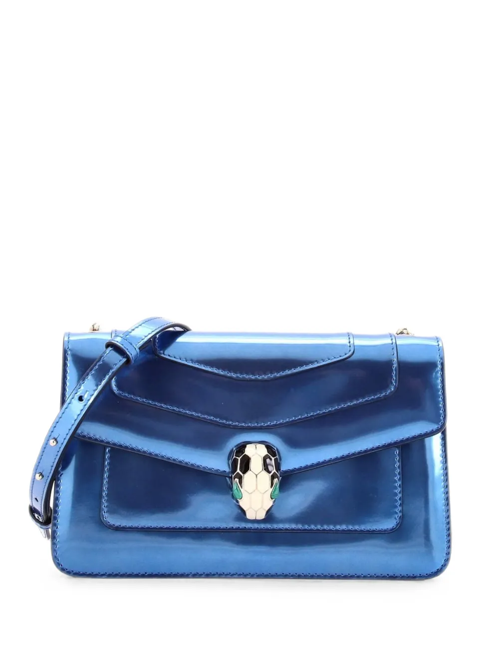 Bvlgari Pre-Owned Serpenti Forever Metallic Leather Small shoulder bag - Blau