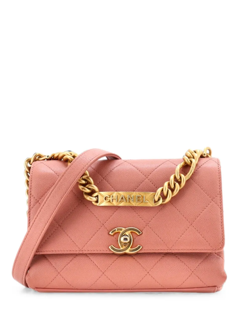 CHANEL Pre-Owned Bracelet On Chain Flap Bag Quilted Caviar Mini crossbody bag - Rosa