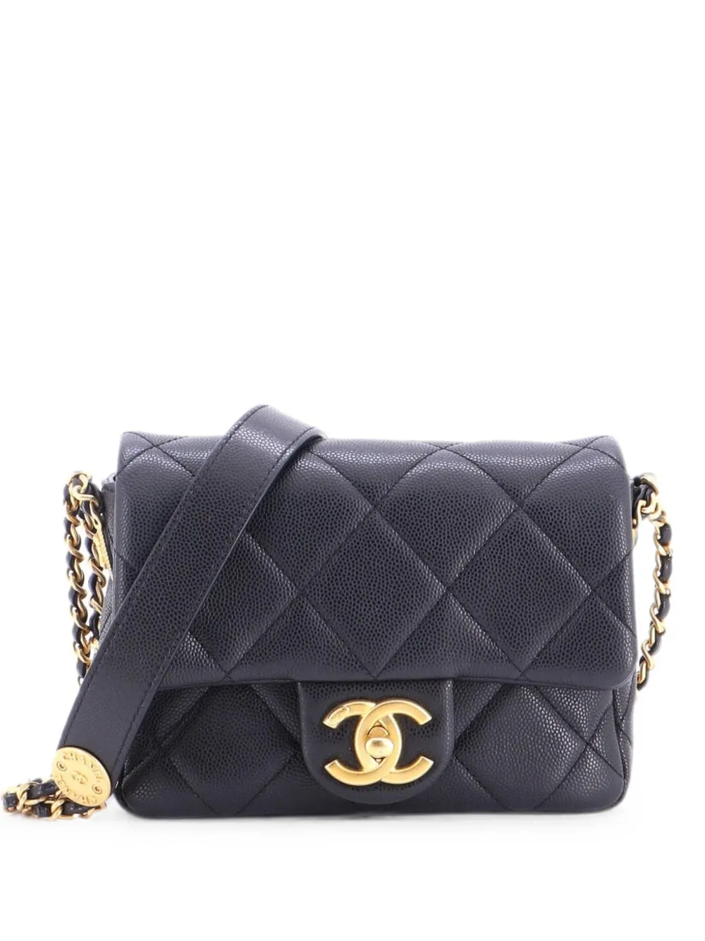 CHANEL Pre-Owned Twist Your Buttons Flap Bag Quilted Caviar Mini crossbody bag - Nero