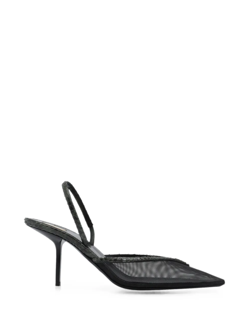 Saint Laurent Folie slingback pumps in mesh and python Zwart