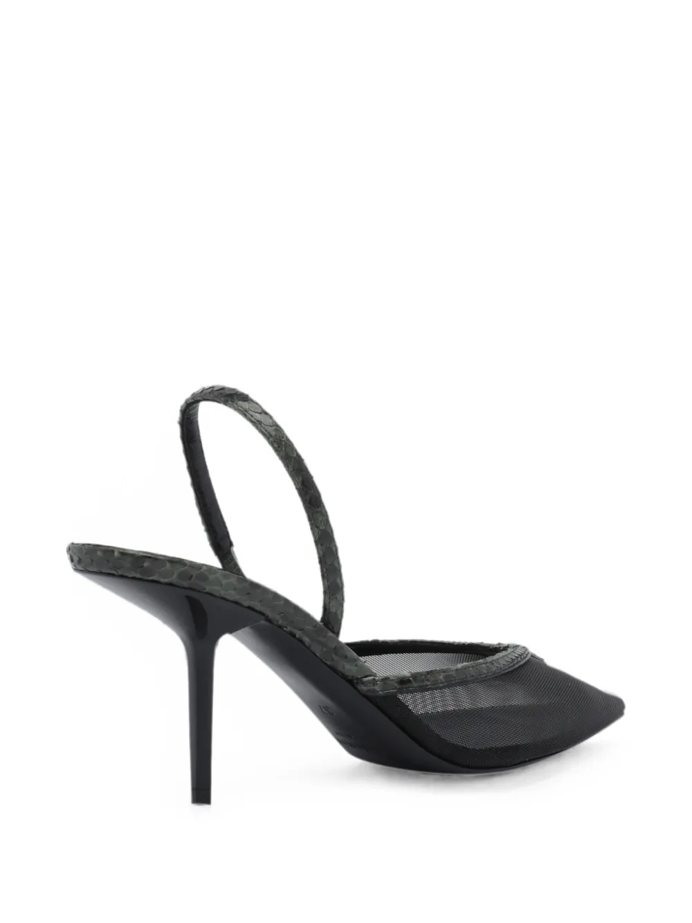 Saint Laurent Folie slingback pumps in mesh and python Zwart
