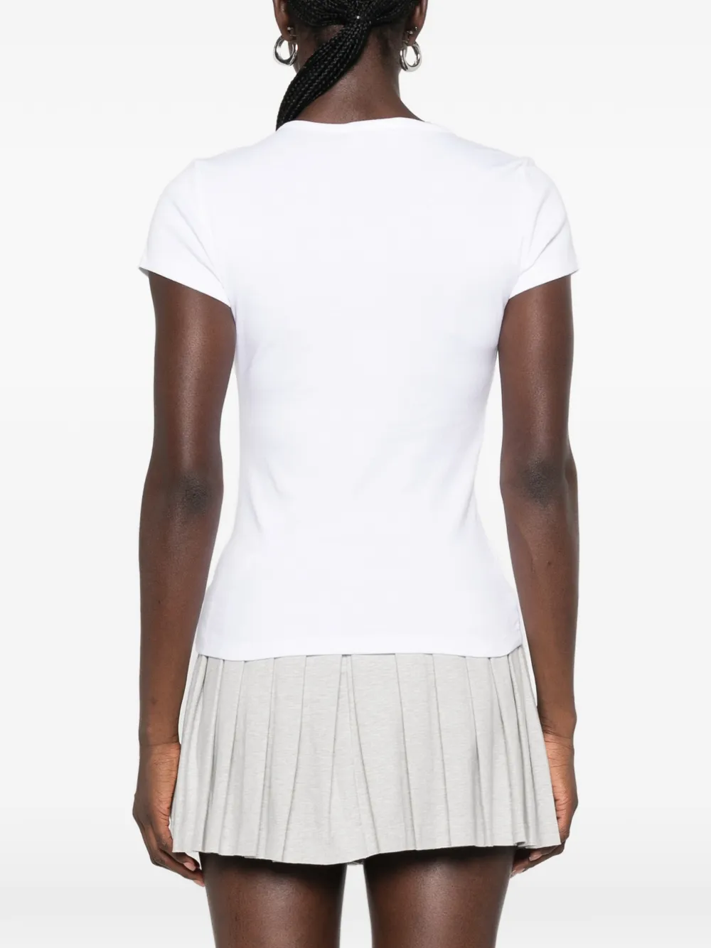 Sporty & Rich Pandora T-shirt met logo van stras Wit