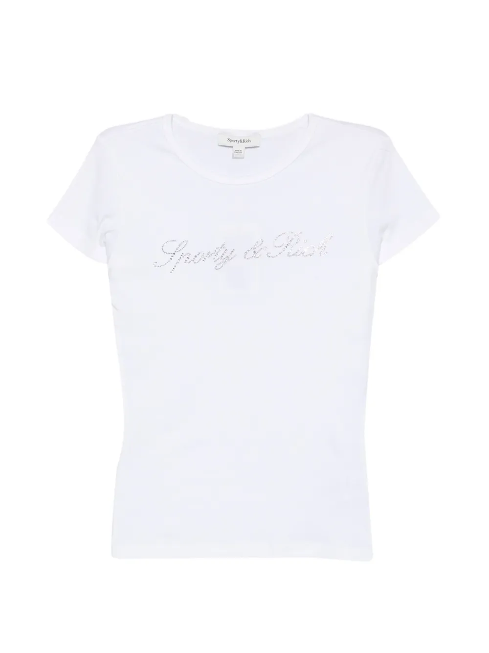 Sporty & Rich Pandora rhinestone-logo T-shirt - Bianco