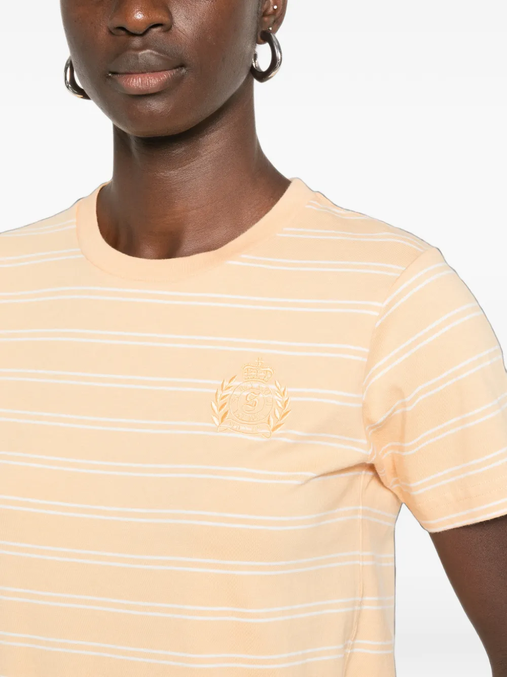 Sporty & Rich Ferdy gestreept T-shirt met borduurwerk Geel