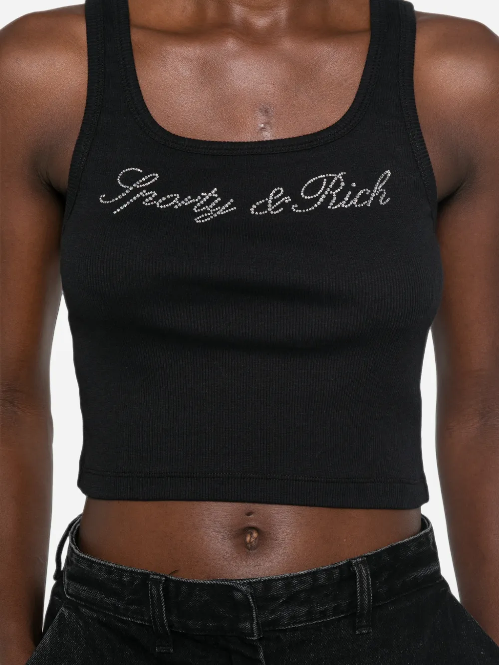 Sporty & Rich Krystal tanktop verfraaid met logo Zwart