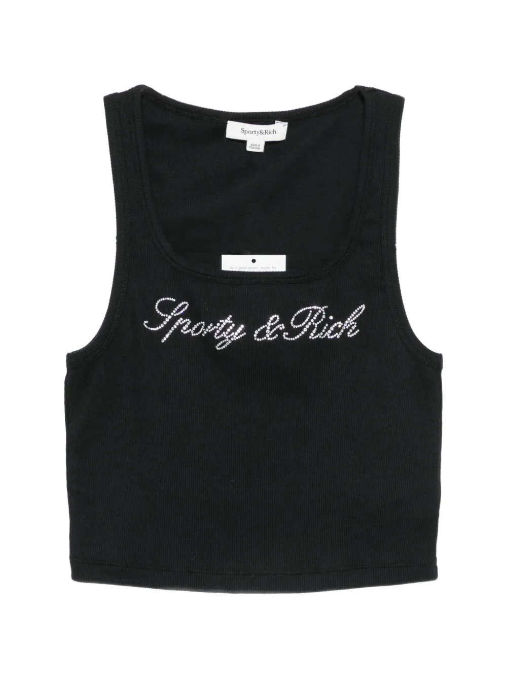 Sporty & Rich Canotta Krystal con logo - Nero