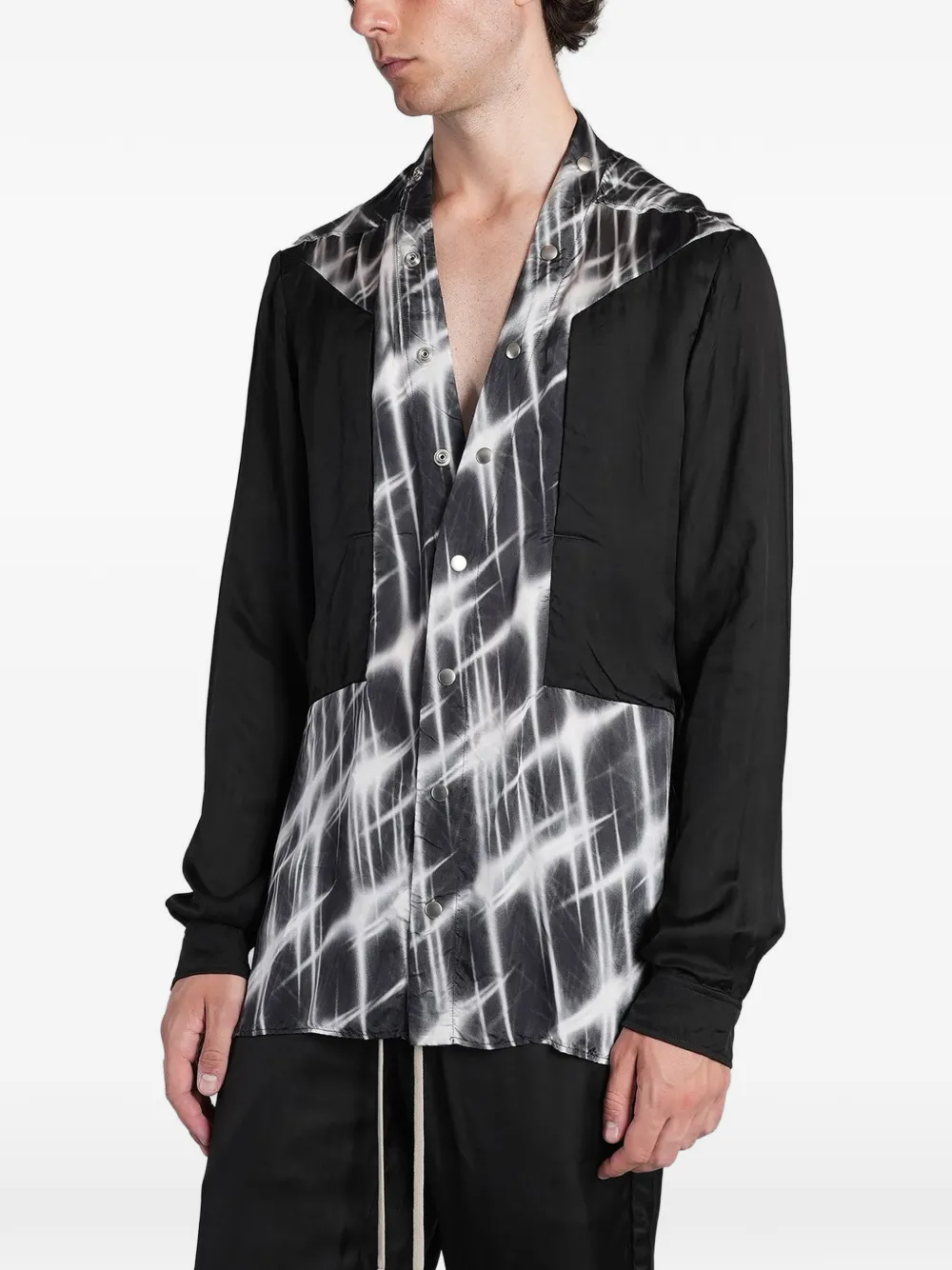 Rick Owens Larry overhemd met grafische print en vlakken Zwart