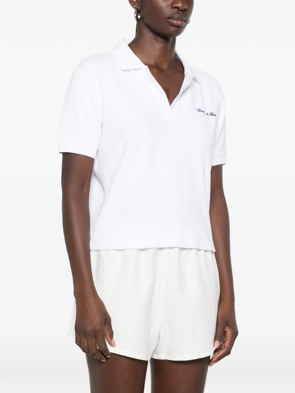 Sporty & Rich April T-shirt met geborduurd logo Wit