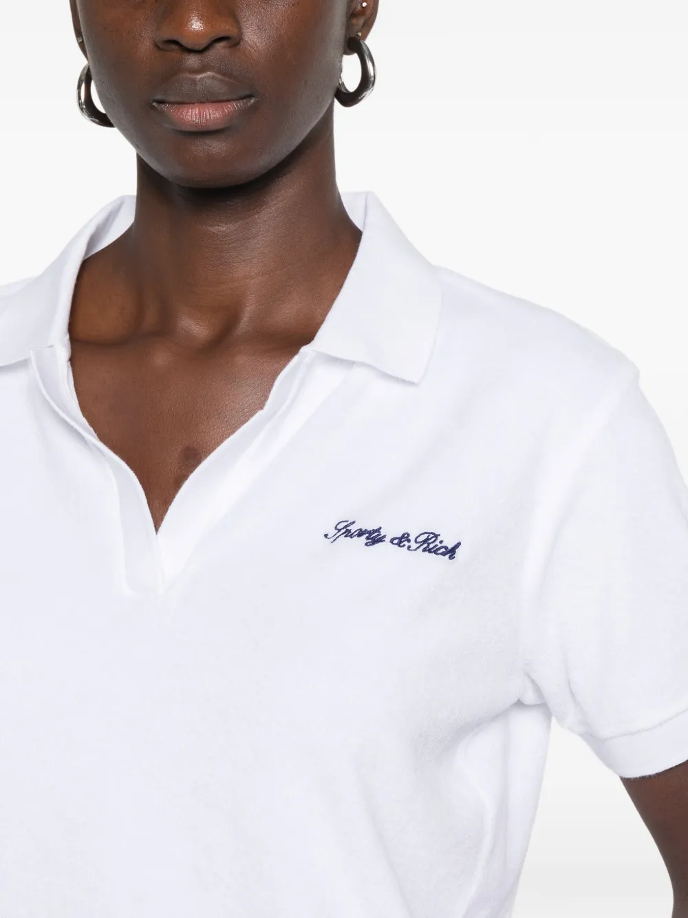 Sporty & Rich April T-shirt met geborduurd logo Wit