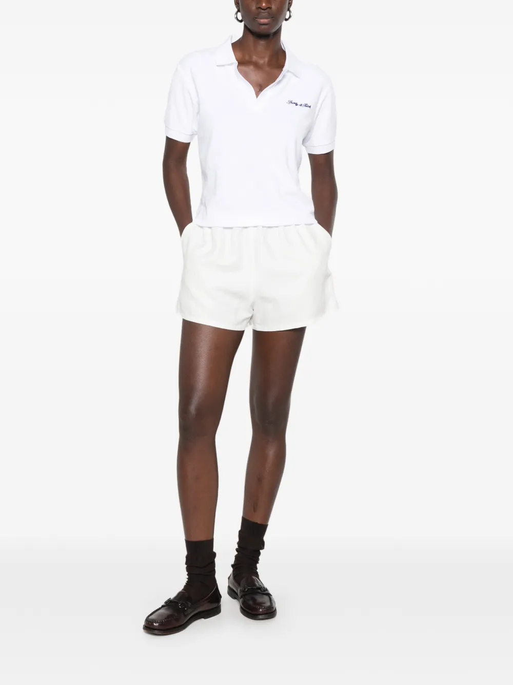 Sporty & Rich April T-shirt met geborduurd logo Wit