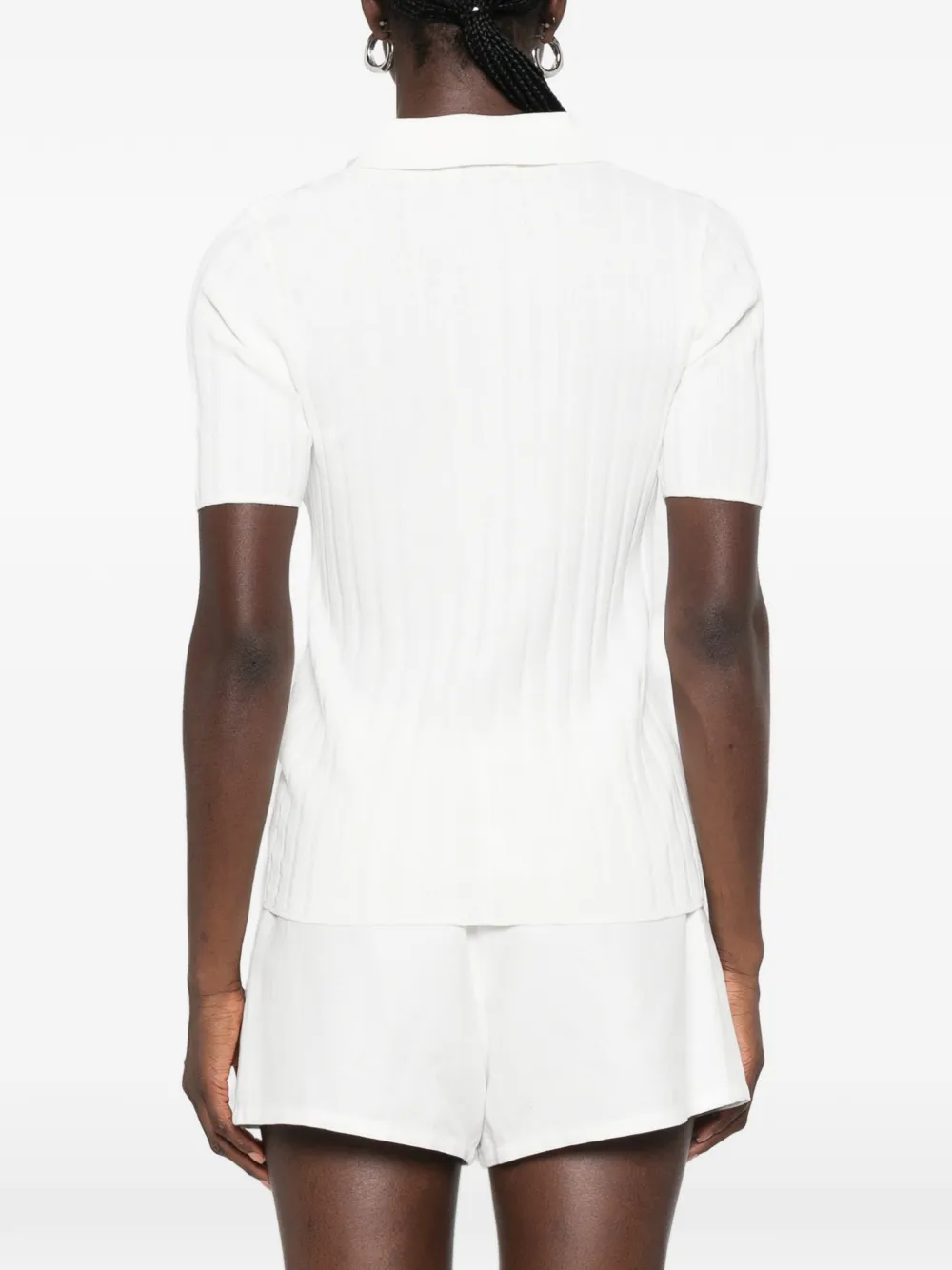 Sporty & Rich Josefa ribbed-knit polo shirt Wit
