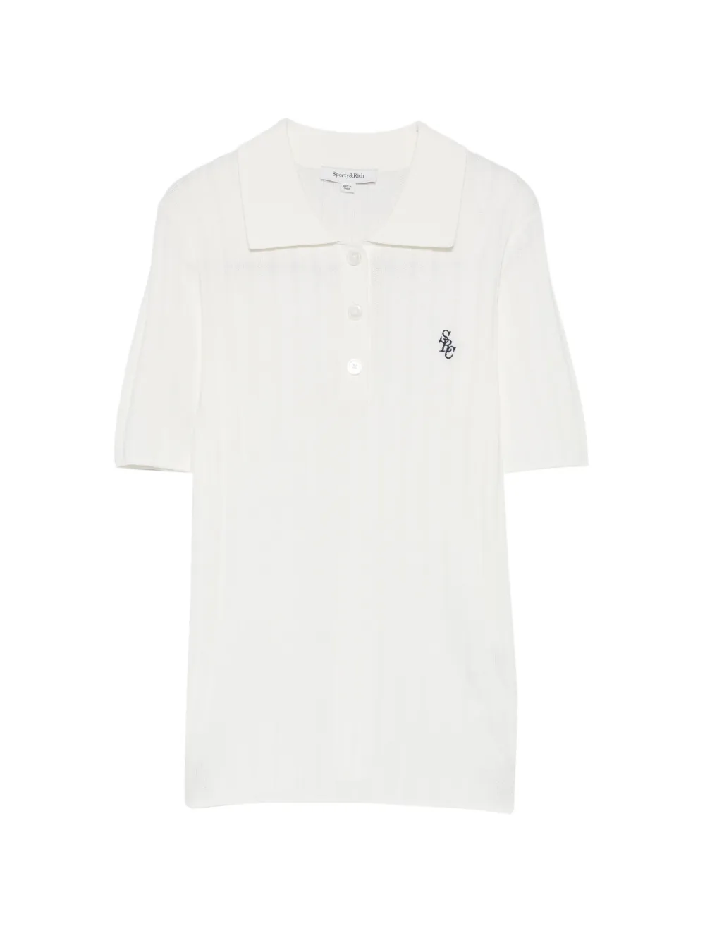 Sporty & Rich Josefa ribbed-knit polo shirt Wit