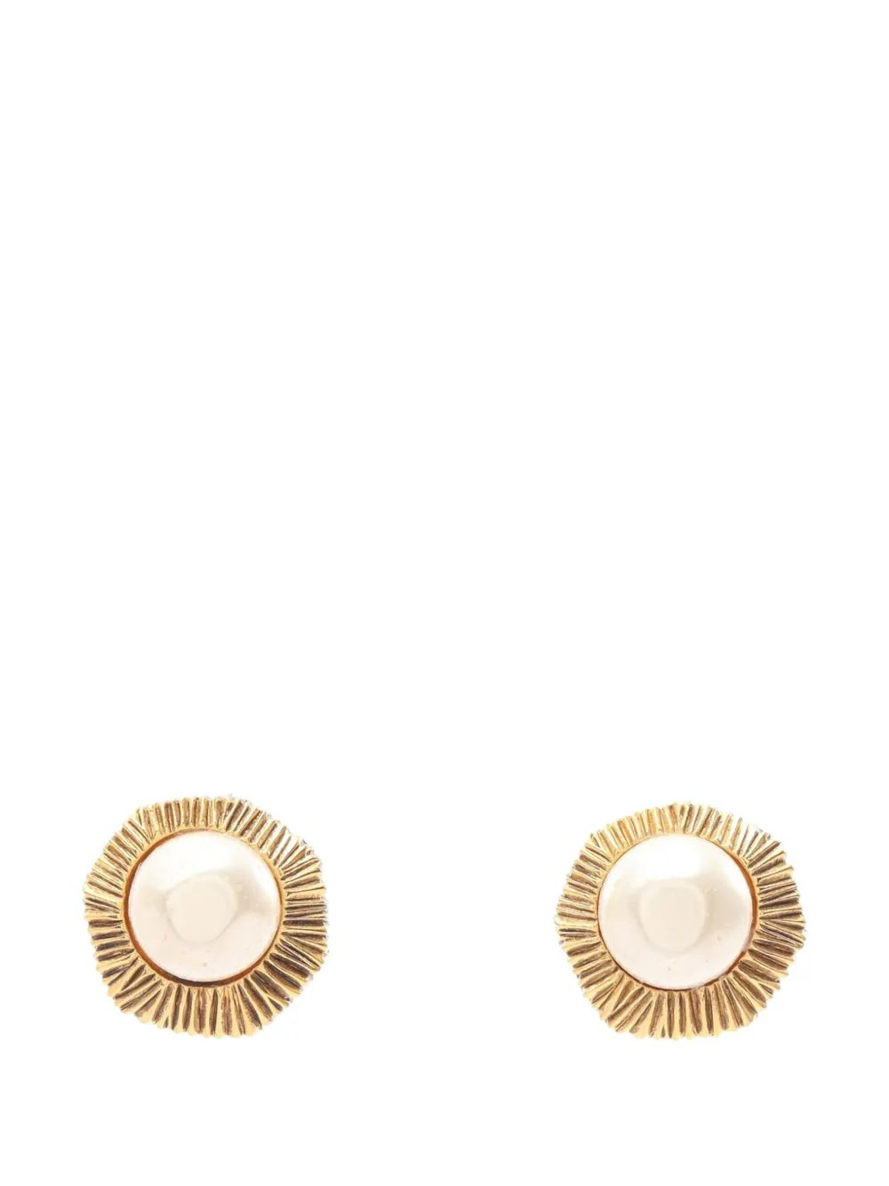 CHANEL Pre-Owned 1970-1980 Gold Plated Faux Pearl Clip On Earrings costume earrings - Oro