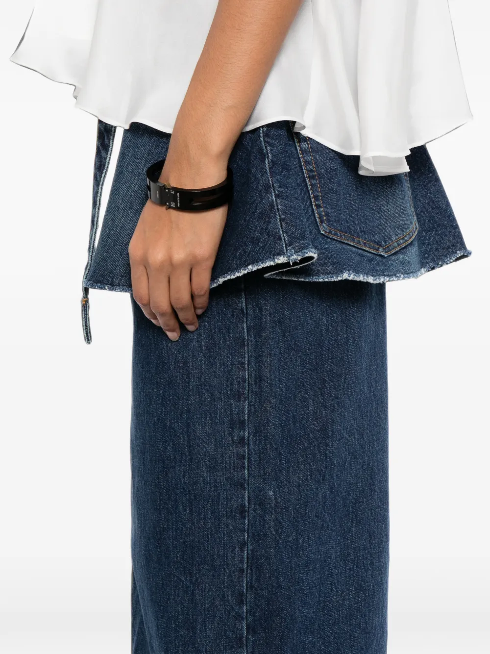 sacai Denim rok met peplum-detail Blauw