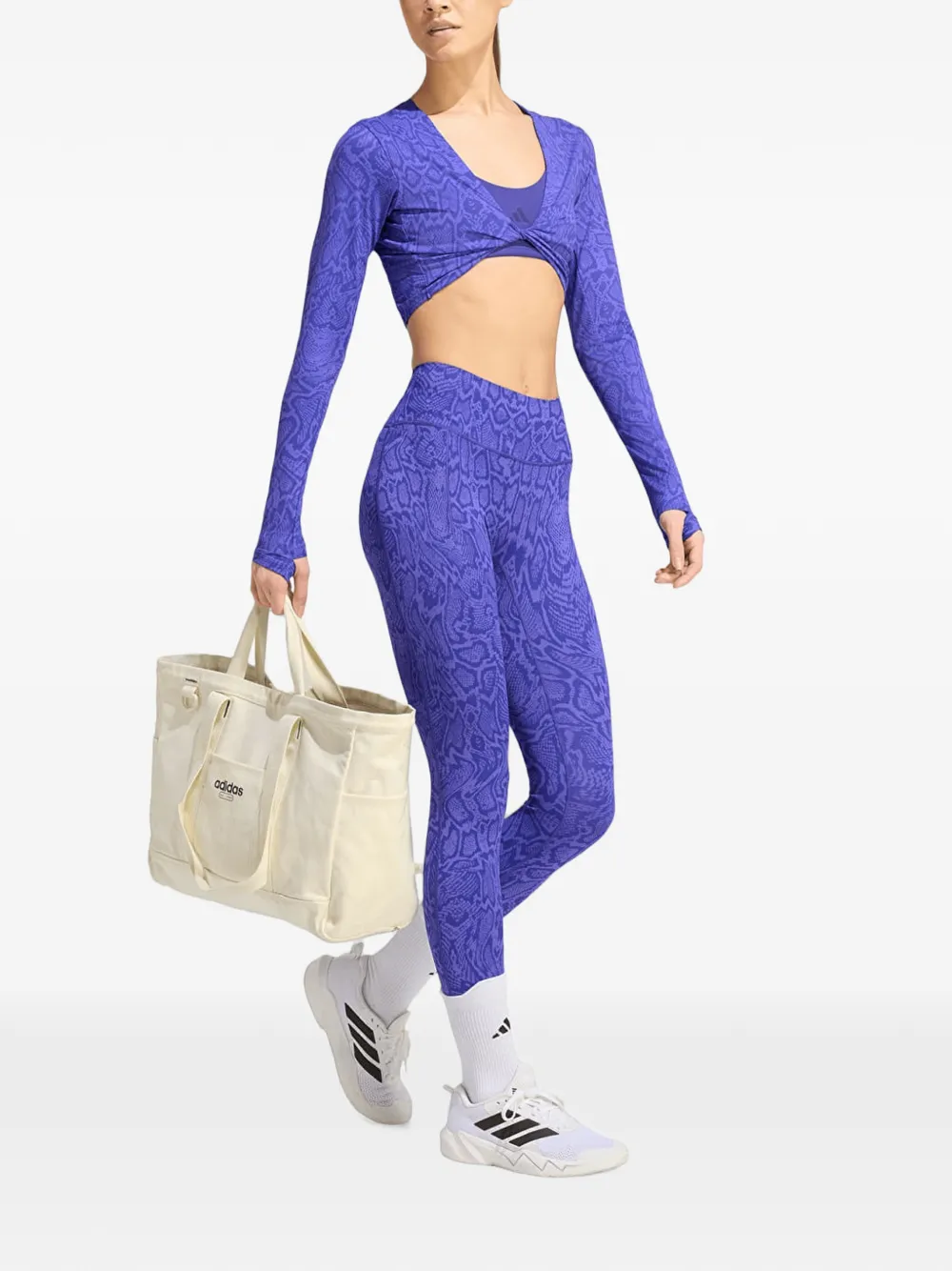 adidas PrimeLift workout snake twist-reversible long-sleeve T-shirt Paars