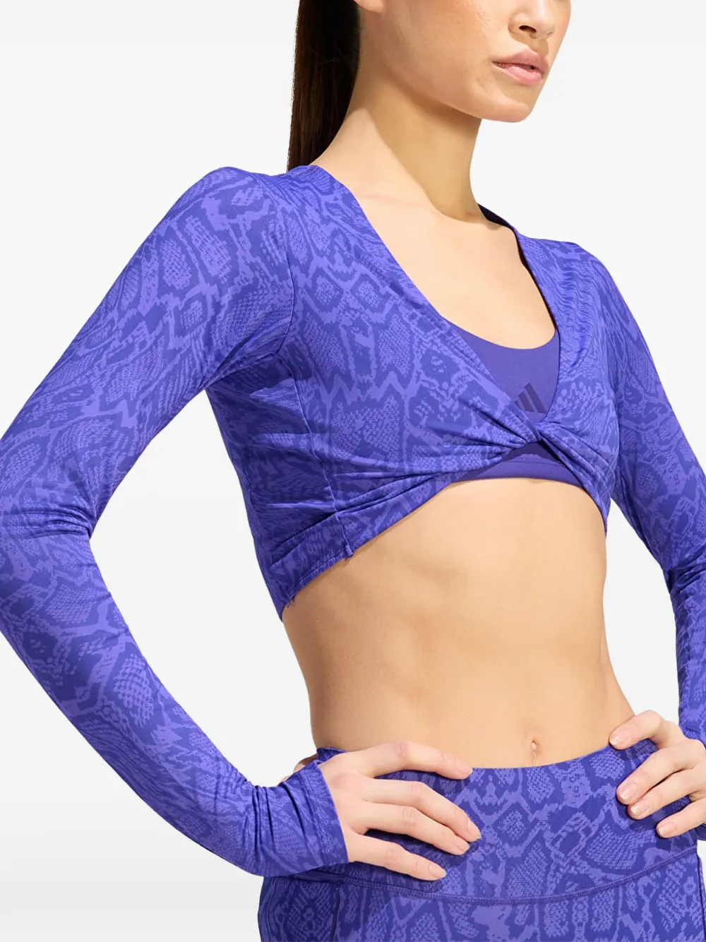 adidas PrimeLift workout snake twist-reversible long-sleeve T-shirt Paars