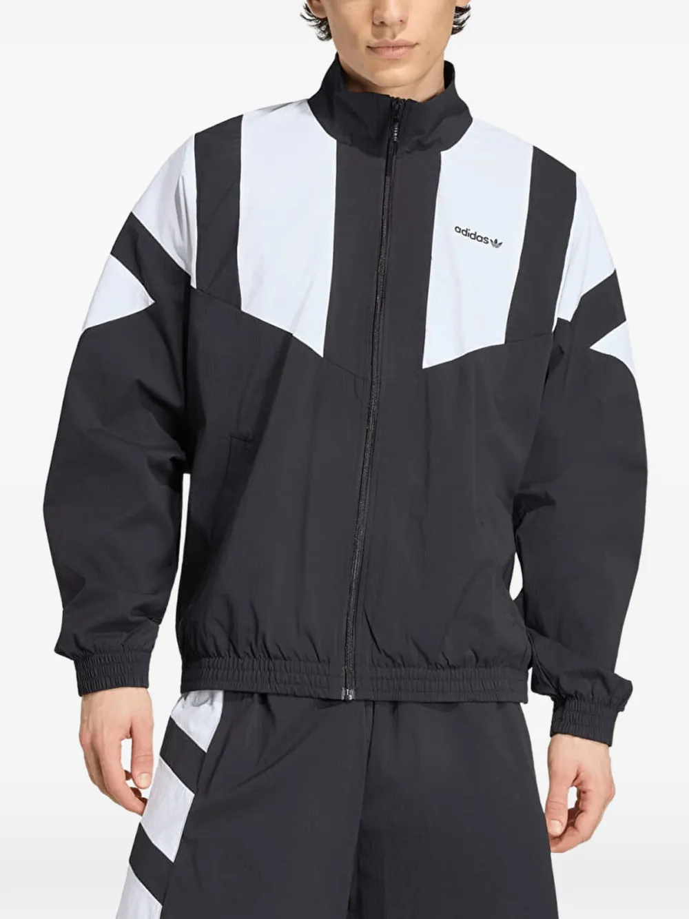 adidas blocked track top Zwart