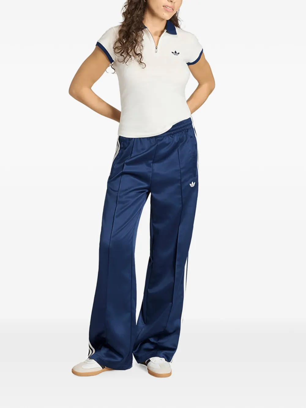 adidas satin SST loose track pants Blauw
