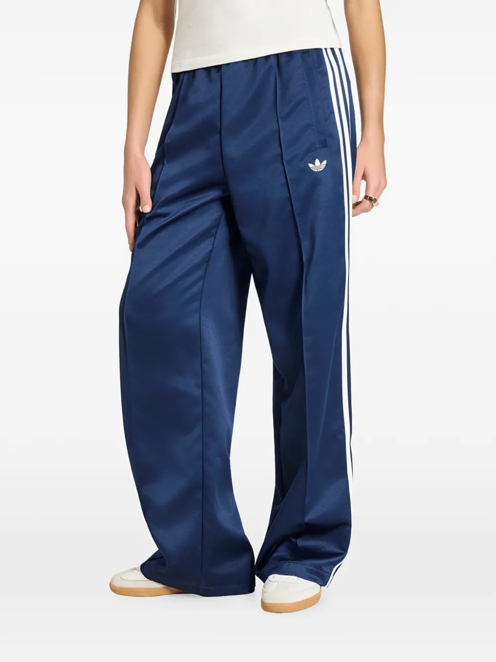 adidas satin SST loose track pants Blauw