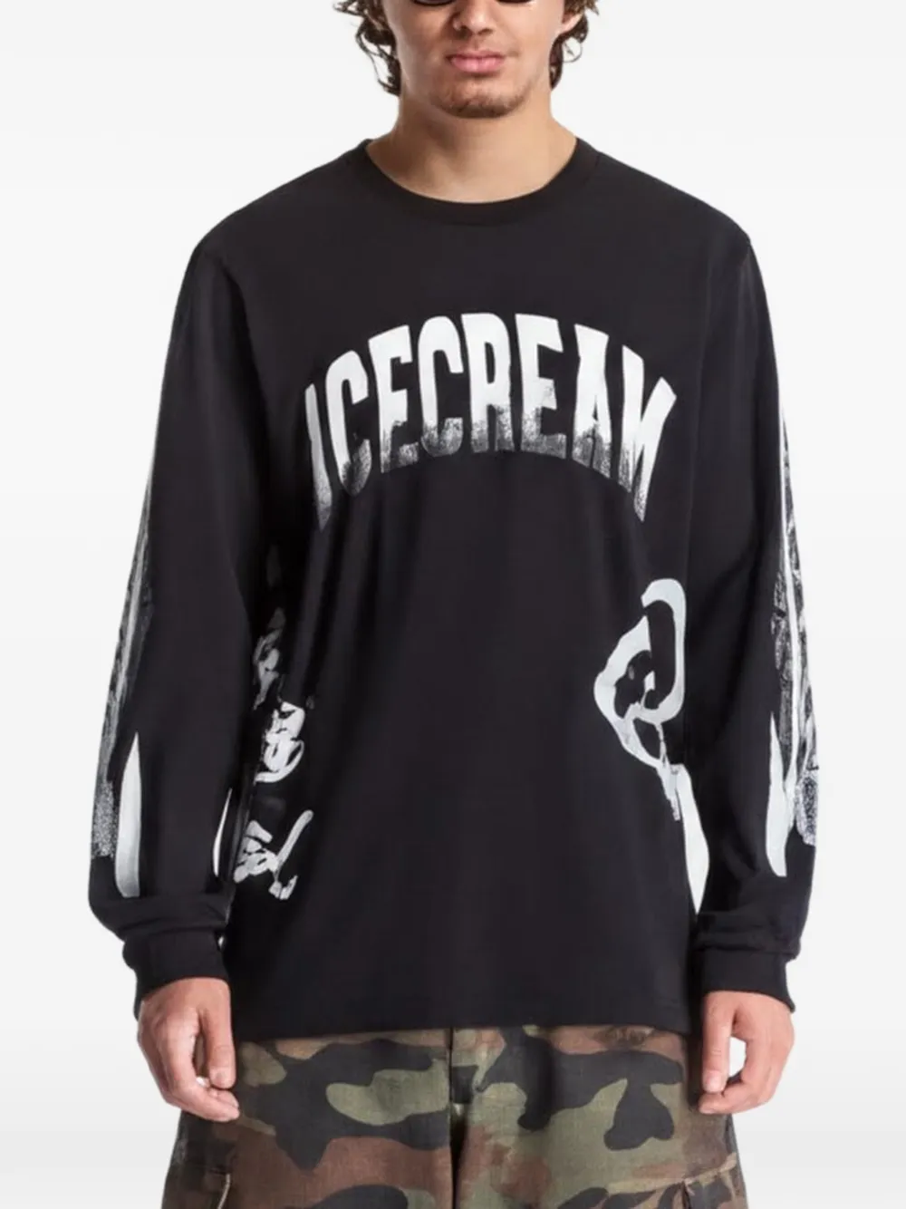 Billionaire Boys Club - Ice Cream Halftone multi-logo long-sleeve T-shirt - Nero