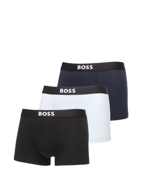HUGO three-pack of stretch-cotton trunks with logo waistbands