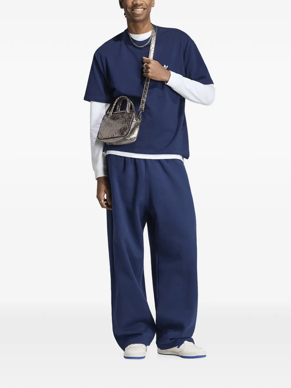 adidas logo-embroidered track pants Blauw