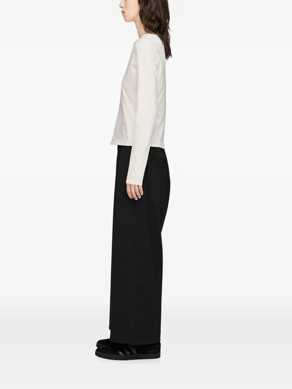 Y-3 Getailleerd T-shirt met lange mouwen Beige
