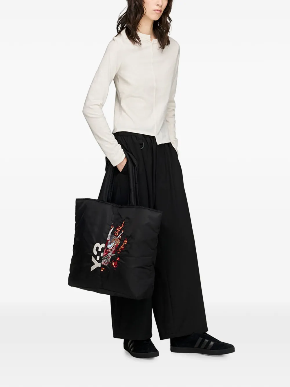 Y-3 Getailleerd T-shirt met lange mouwen Beige