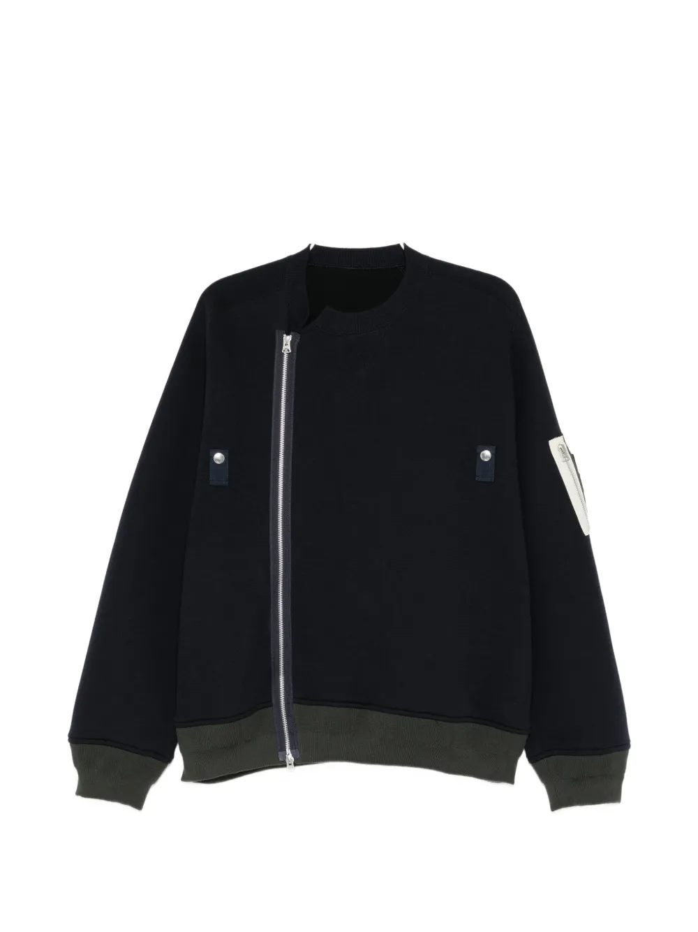 sacai panelled zip-up jacket - Blu