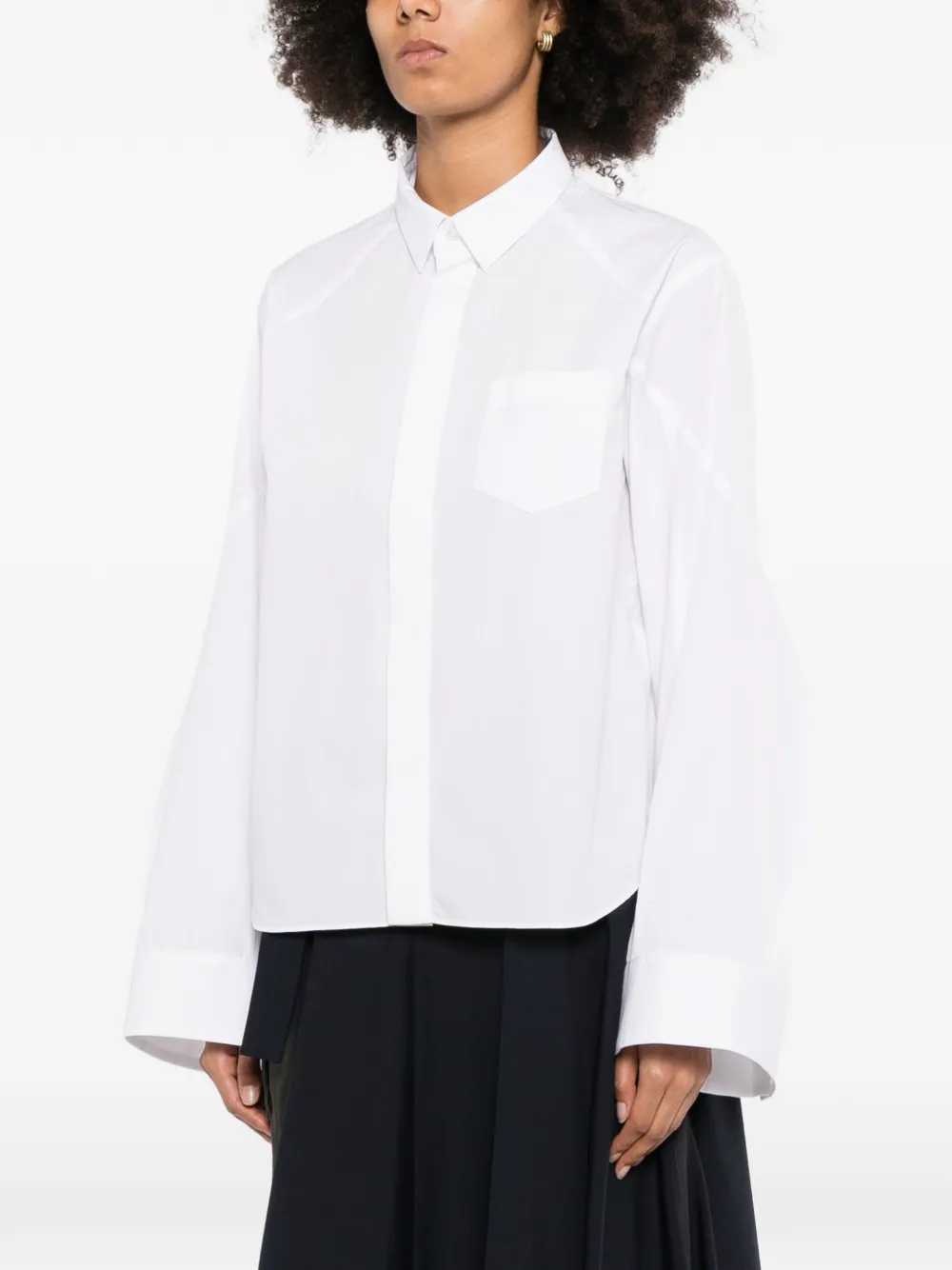 sacai Blouse met flared mouwen Wit
