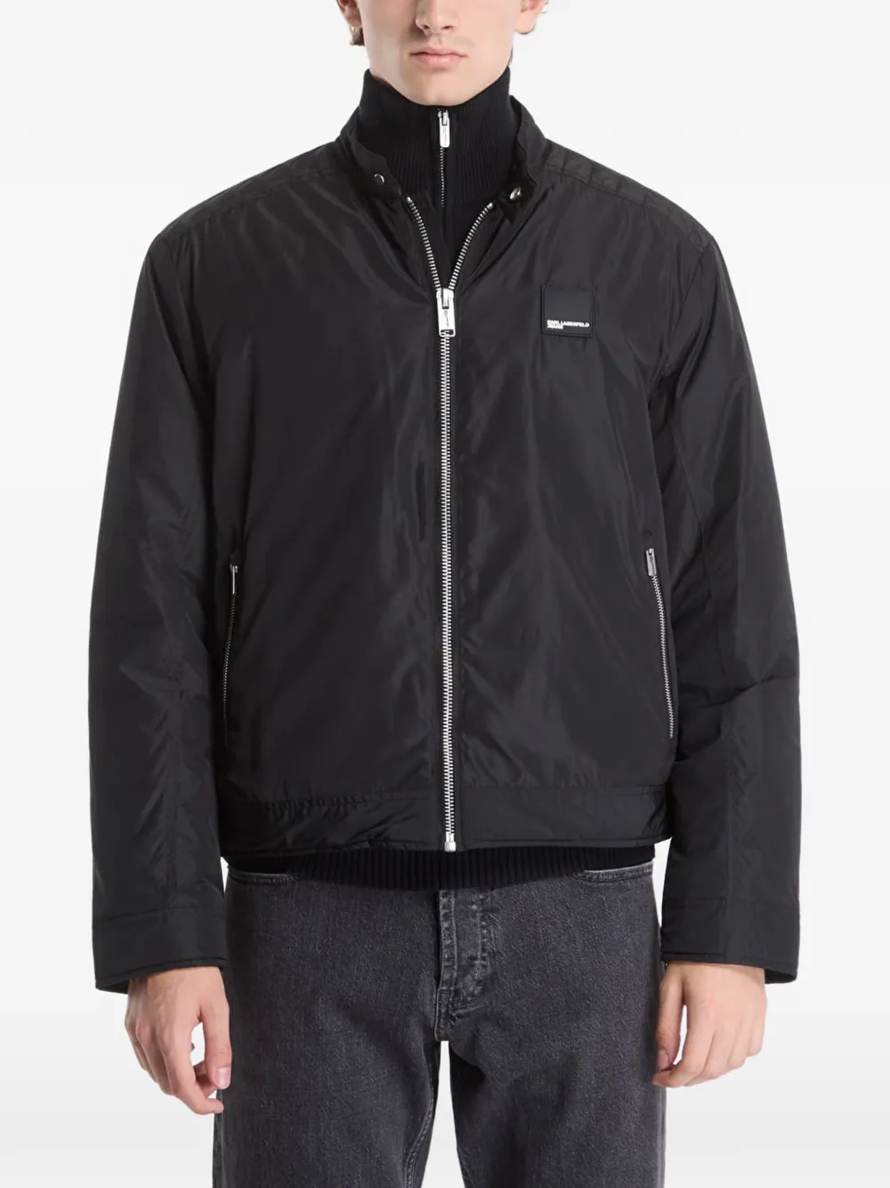 Karl Lagerfeld Jeans logo-patch zip-up jacket - Nero