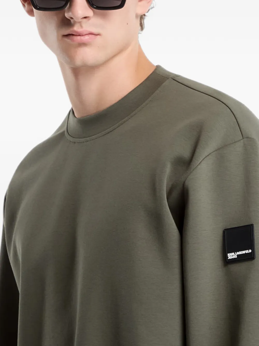 Karl Lagerfeld Jeans Sweater met logopatch en lange mouwen Groen