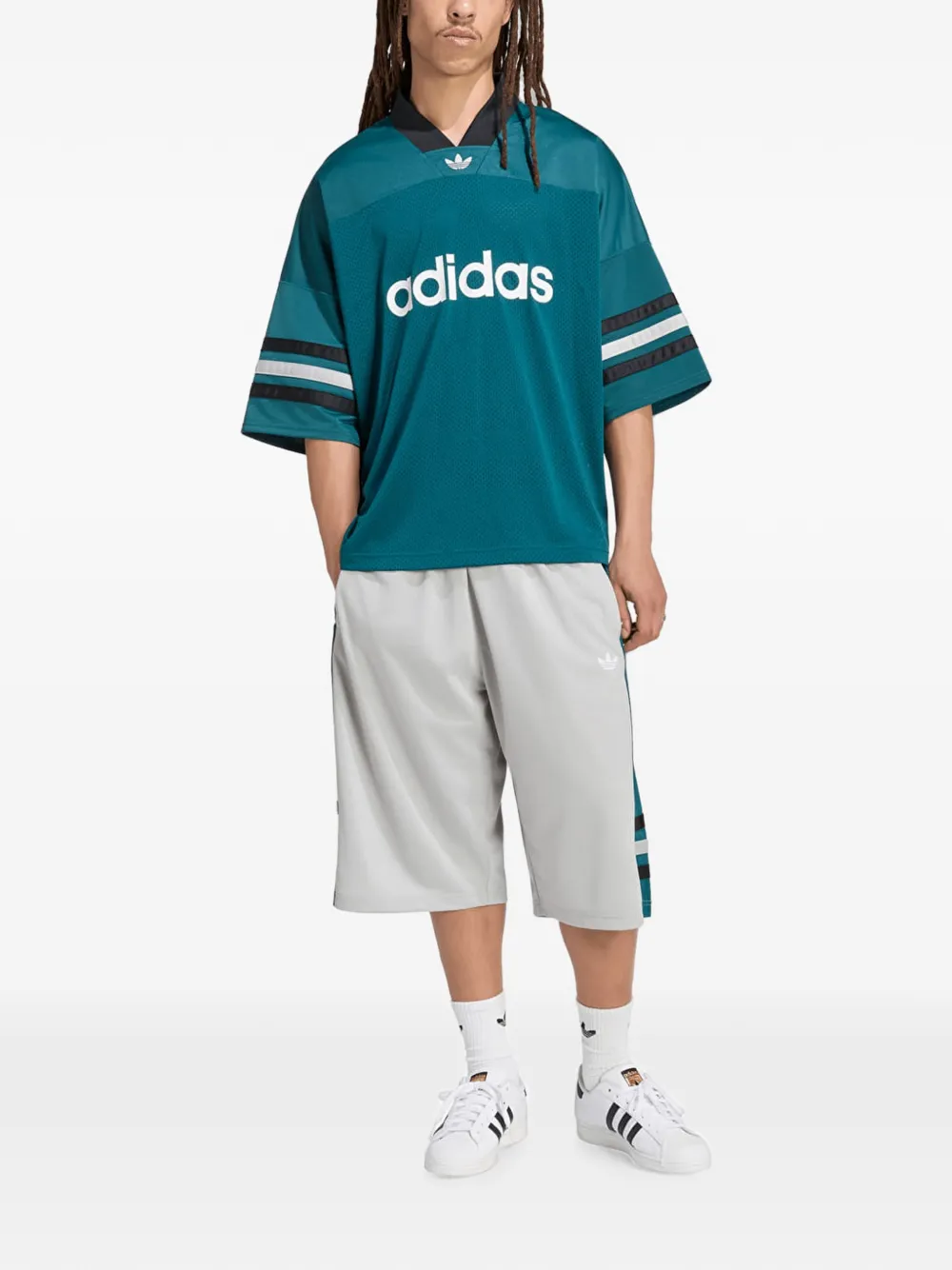 adidas logo-print mesh T-shirt Groen