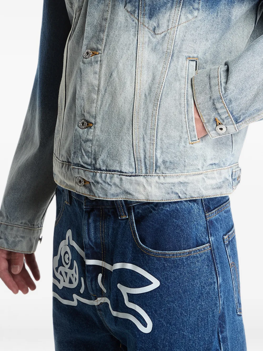 Billionaire Boys Club Ice Cream Running Dog denim jack met vervaagd effect Blauw