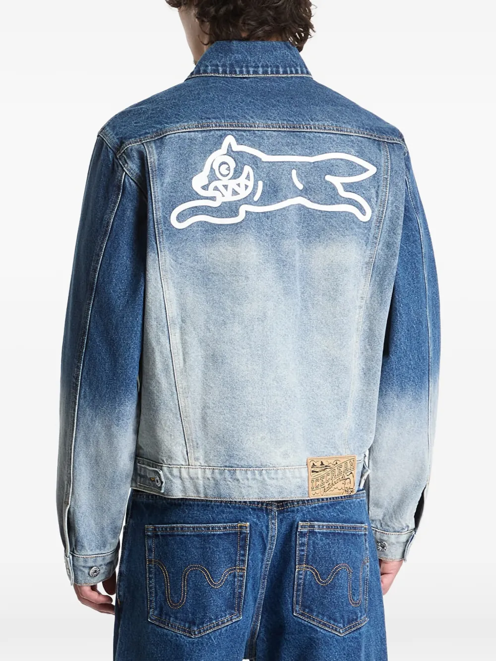 Billionaire Boys Club Ice Cream Running Dog denim jack met vervaagd effect Blauw