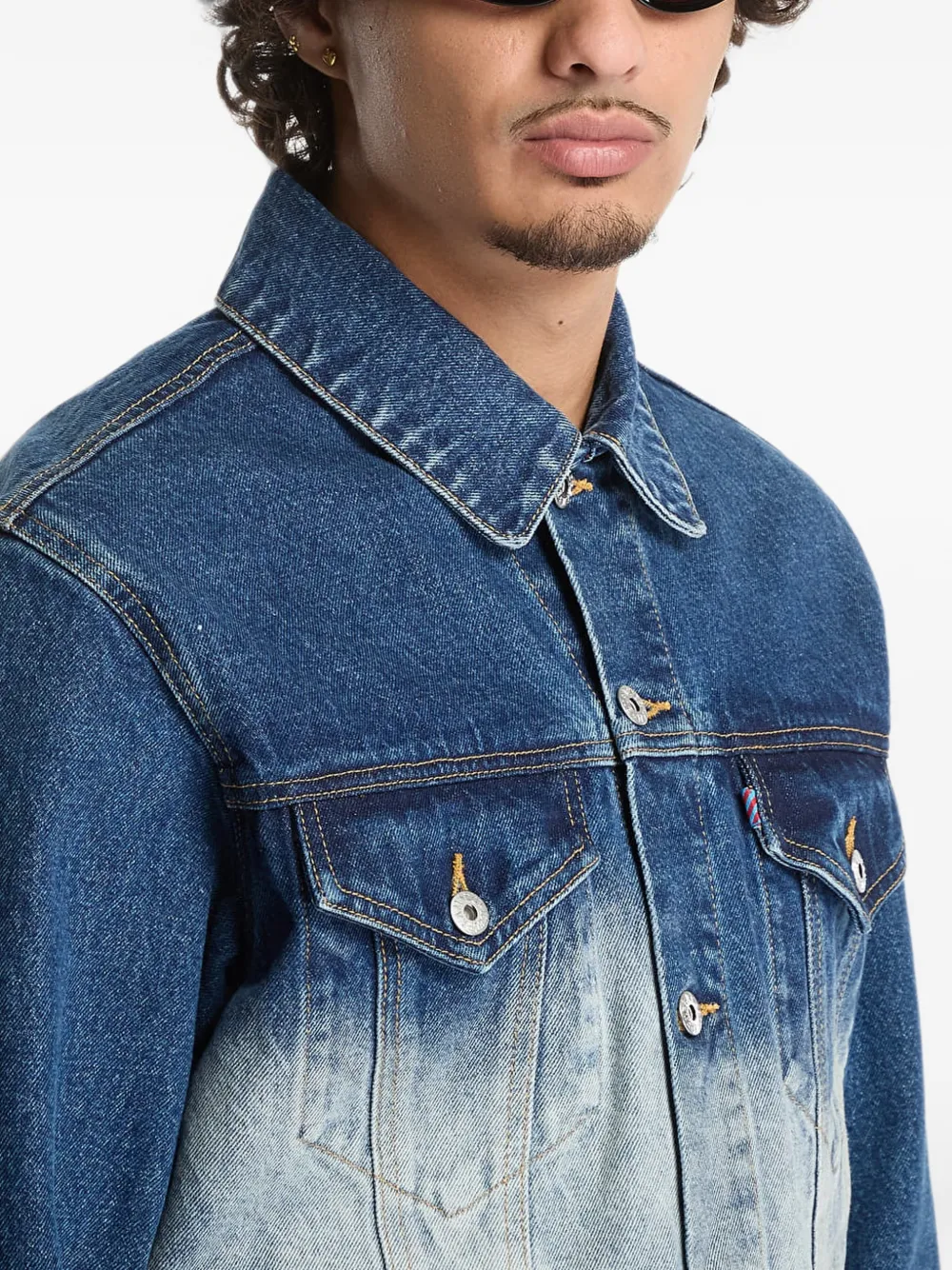 Billionaire Boys Club Ice Cream Running Dog denim jack met vervaagd effect Blauw