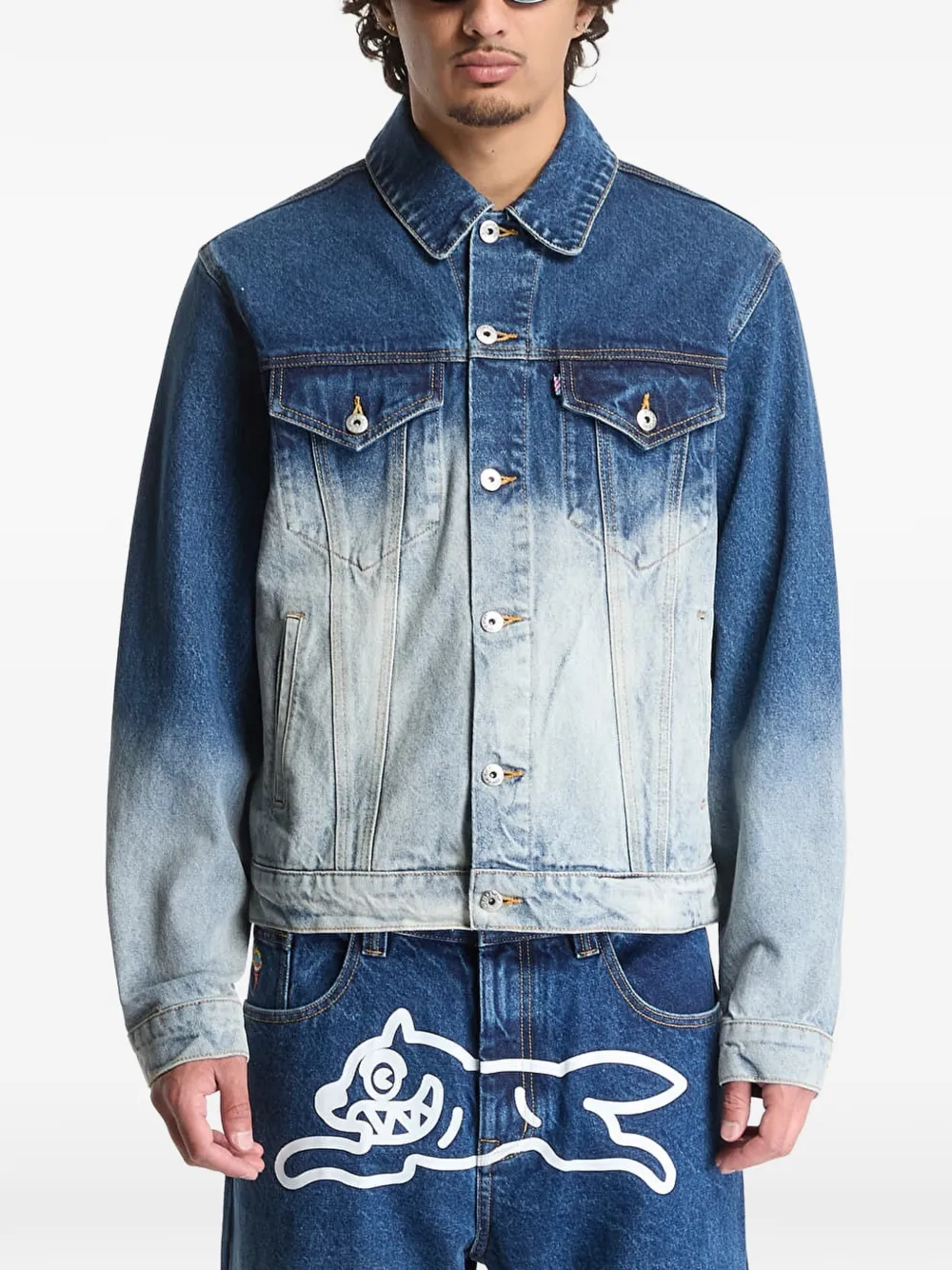 Billionaire Boys Club - Ice Cream Running Dog fade-out denim jacket - Blau