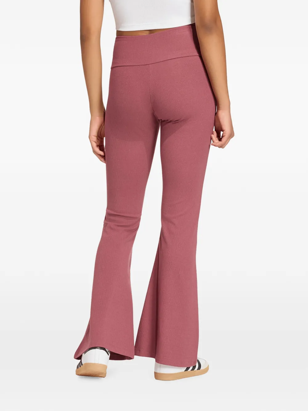 adidas Essentials rib flared leggings Roze