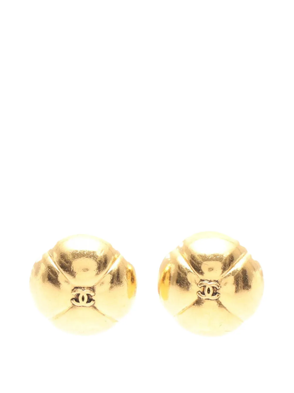 CHANEL Pre-Owned 1970-1980 CC Gold Plated Round Clip On Earrings costume earrings - Oro