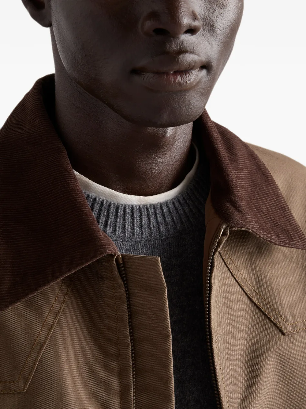 Prada Western jack met ribfluwelen kraag Bruin