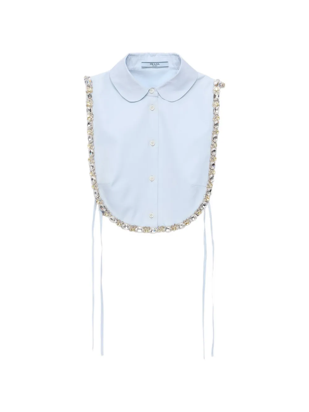 Prada Embroidered Poplin Tie Vest In 蓝色