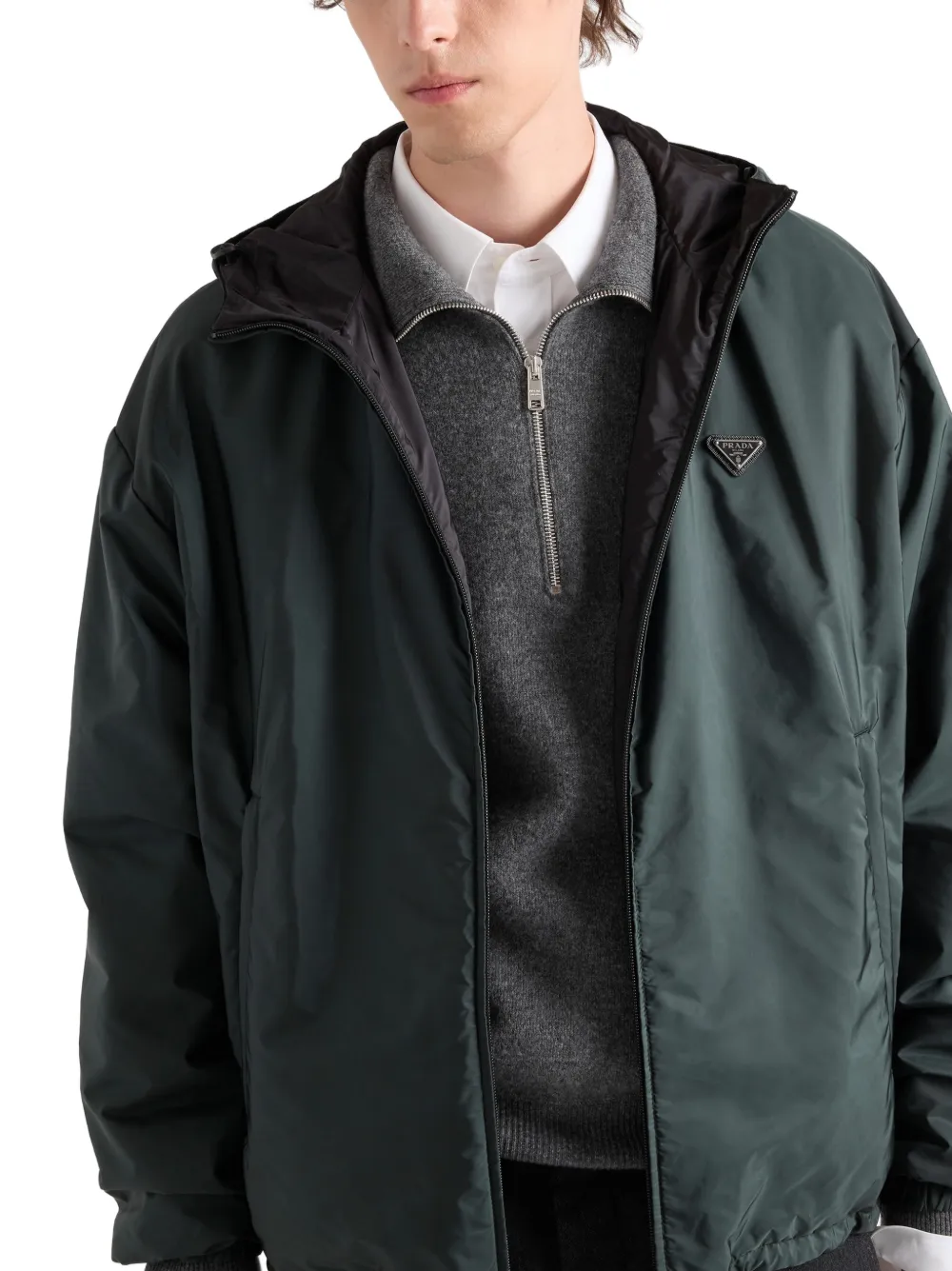 Prada Omkeerbaar Re-Nylon jack Groen